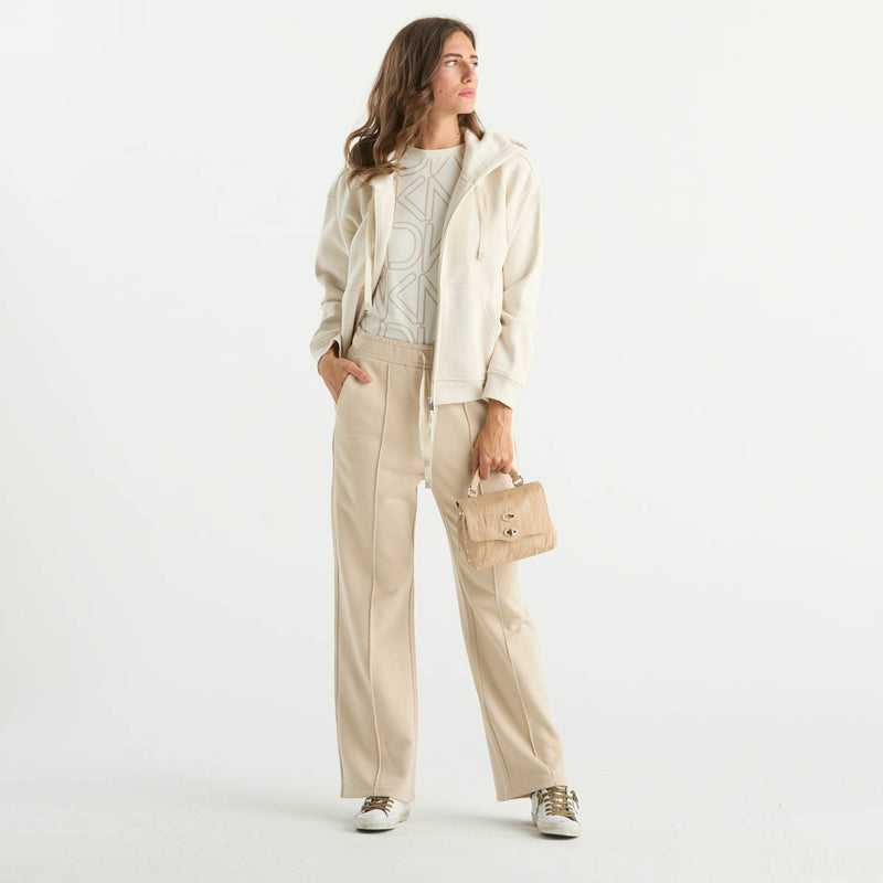 Maxmara felpa con cappuccio e zip beige