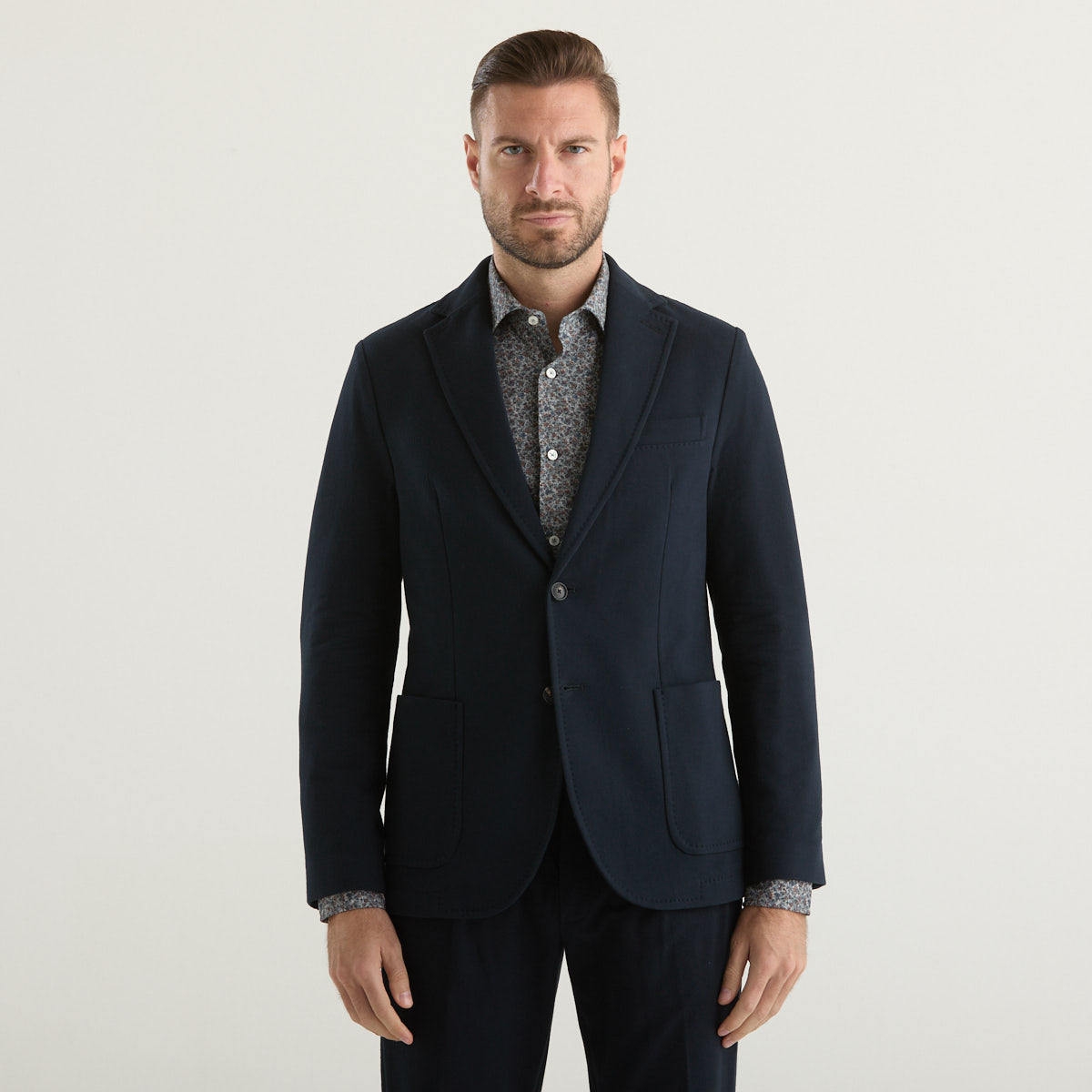 Circolo giacca monopetto in tessuto blu