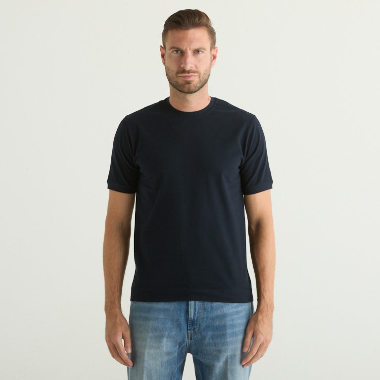 Circolo t-shirt girollo in tessuto blu notte