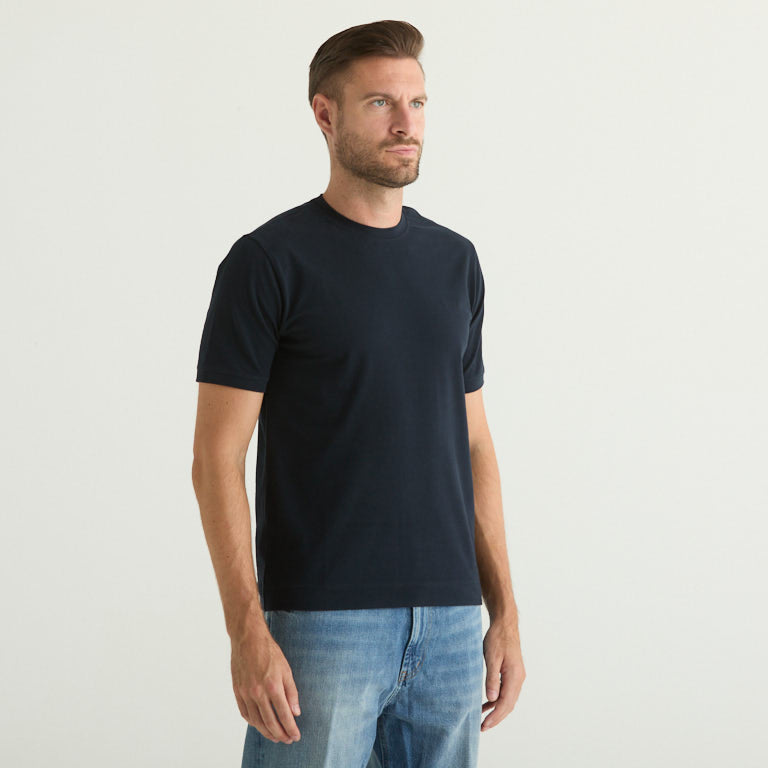 Circolo t-shirt girollo in tessuto blu notte