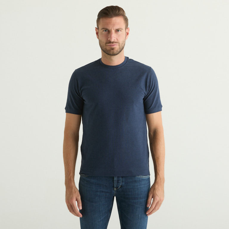 Circolo t-shirt girollo in tessuto blu