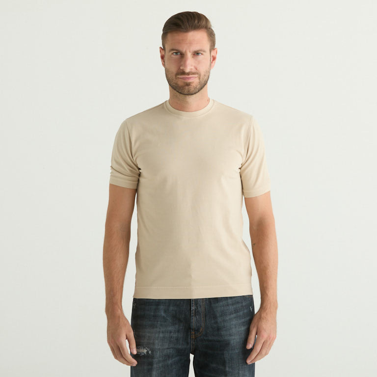 Circolo t-shirt girollo in tessuto crema