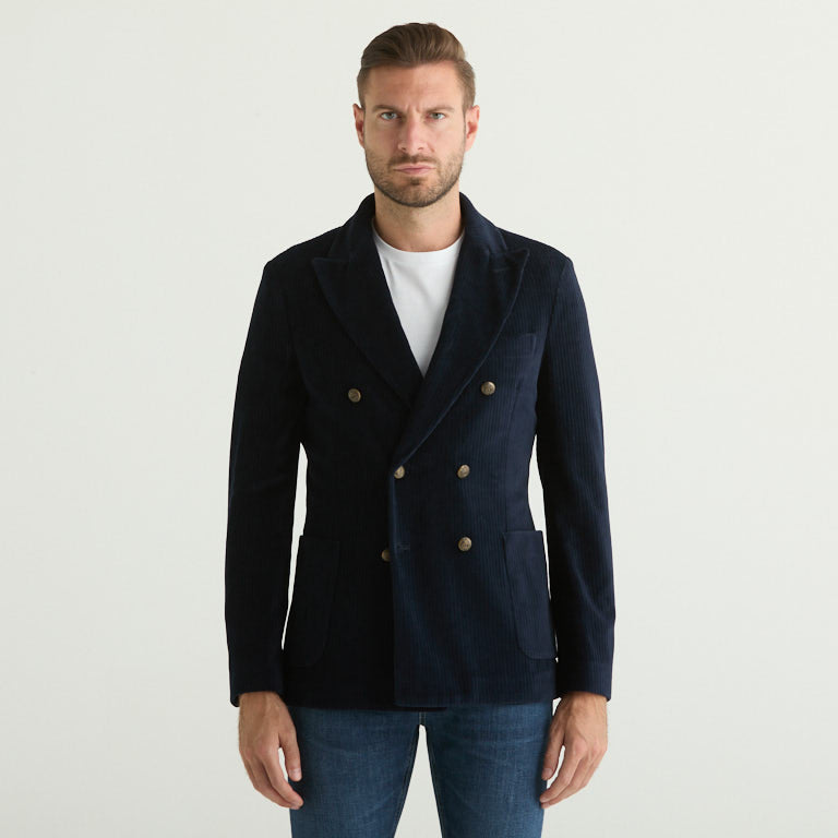 Circolo giacca in velluto a coste blu