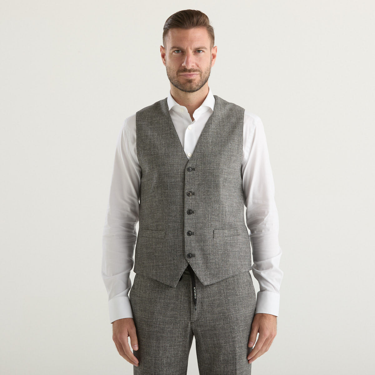 Circolo gilet in tessuto lavorato grigio