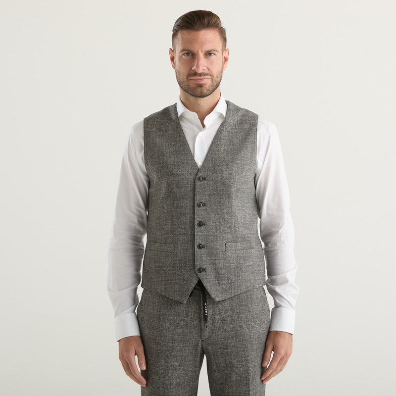 Circolo gilet in tessuto lavorato grigio