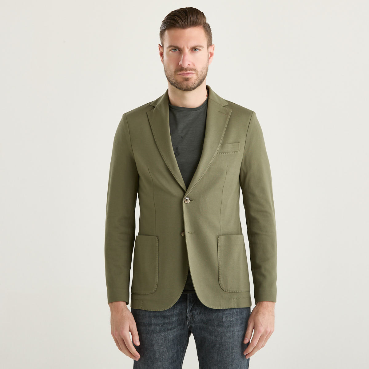 Circolo giacca monopetto in tessuto verde