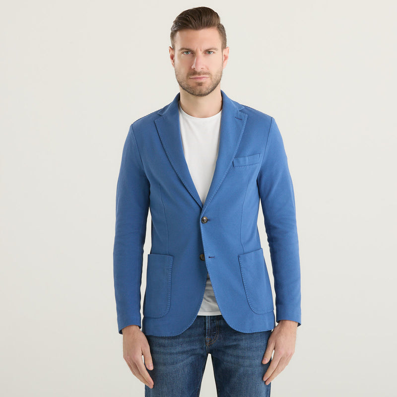 Circolo giacca monopetto in tessuto bluette