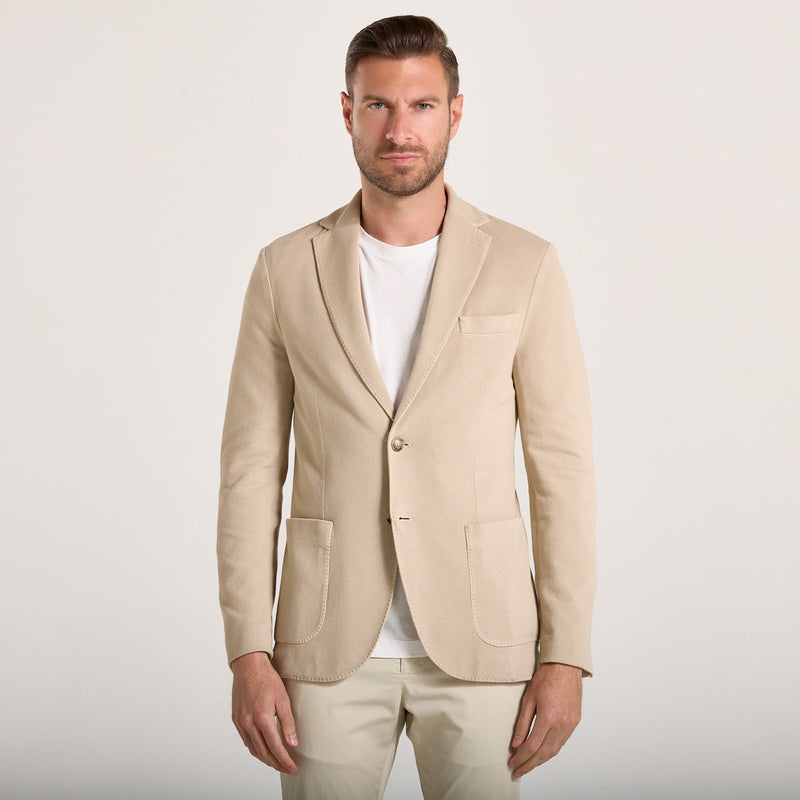 Circolo giacca monopetto in tessuto beige