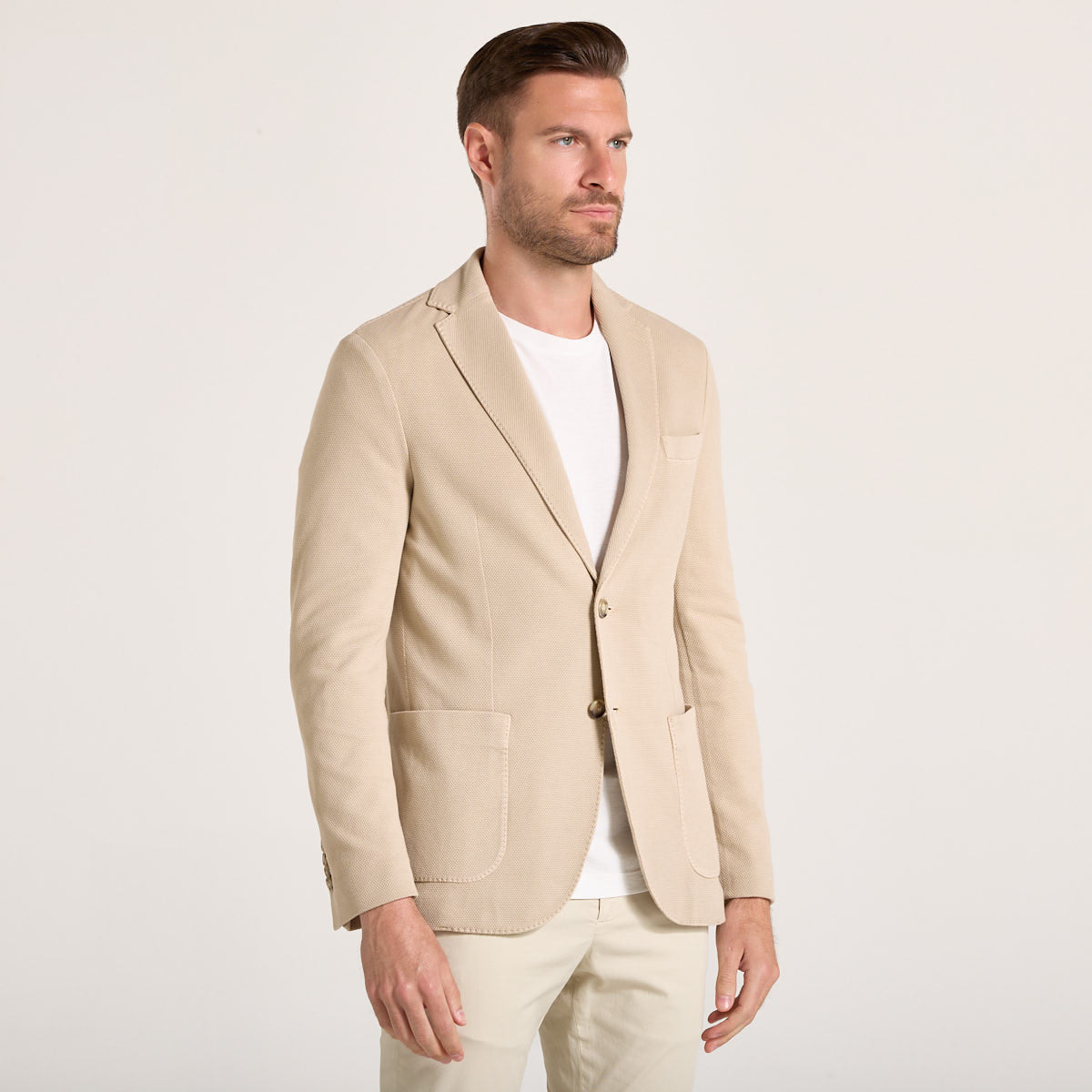Circolo giacca monopetto in tessuto beige