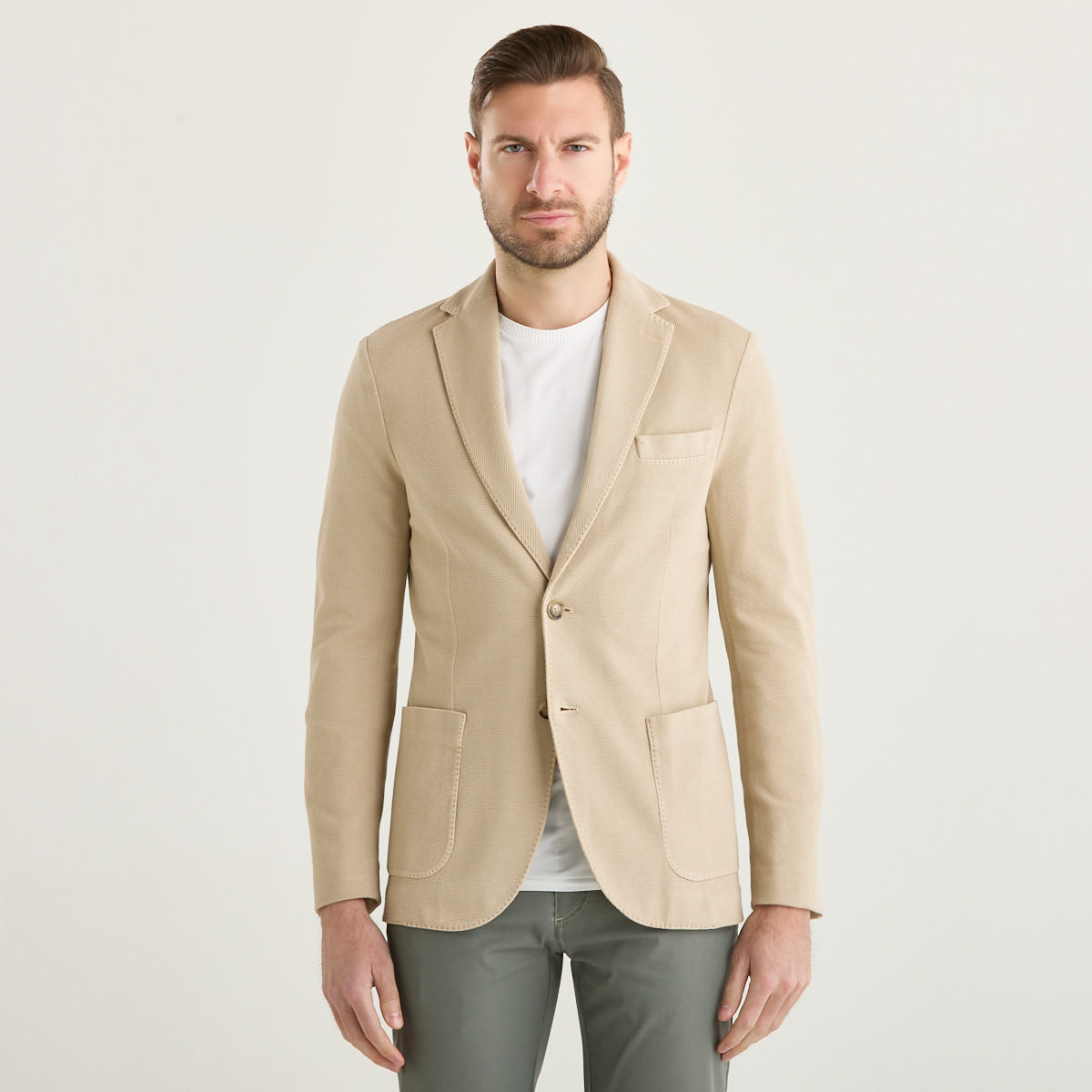 Circolo giacca monopetto in tessuto beige