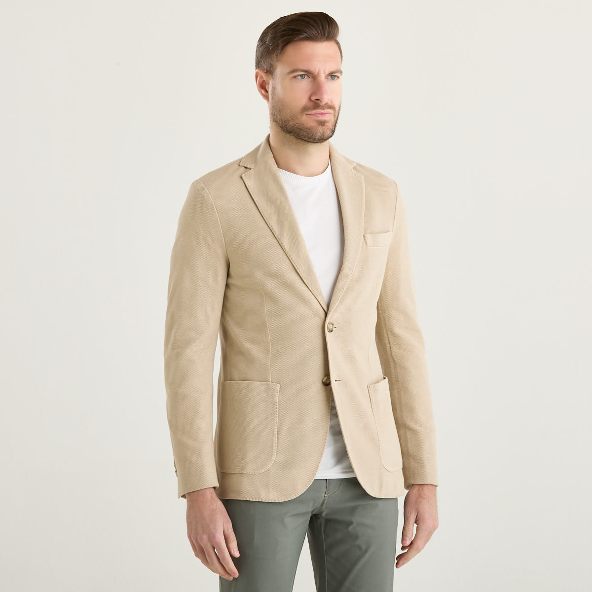 Circolo giacca monopetto in tessuto beige