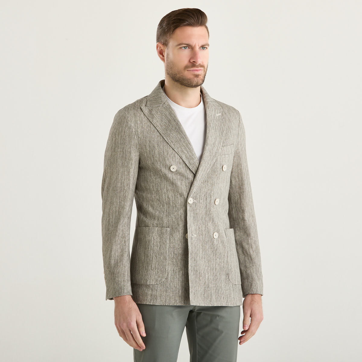 Circolo giacca doppiopetto operata tortora