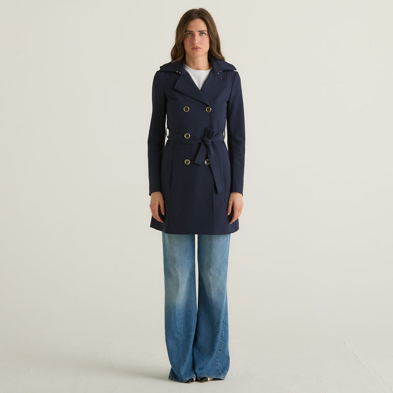 Patrizia Pepe trench blu in tessuto tecnico