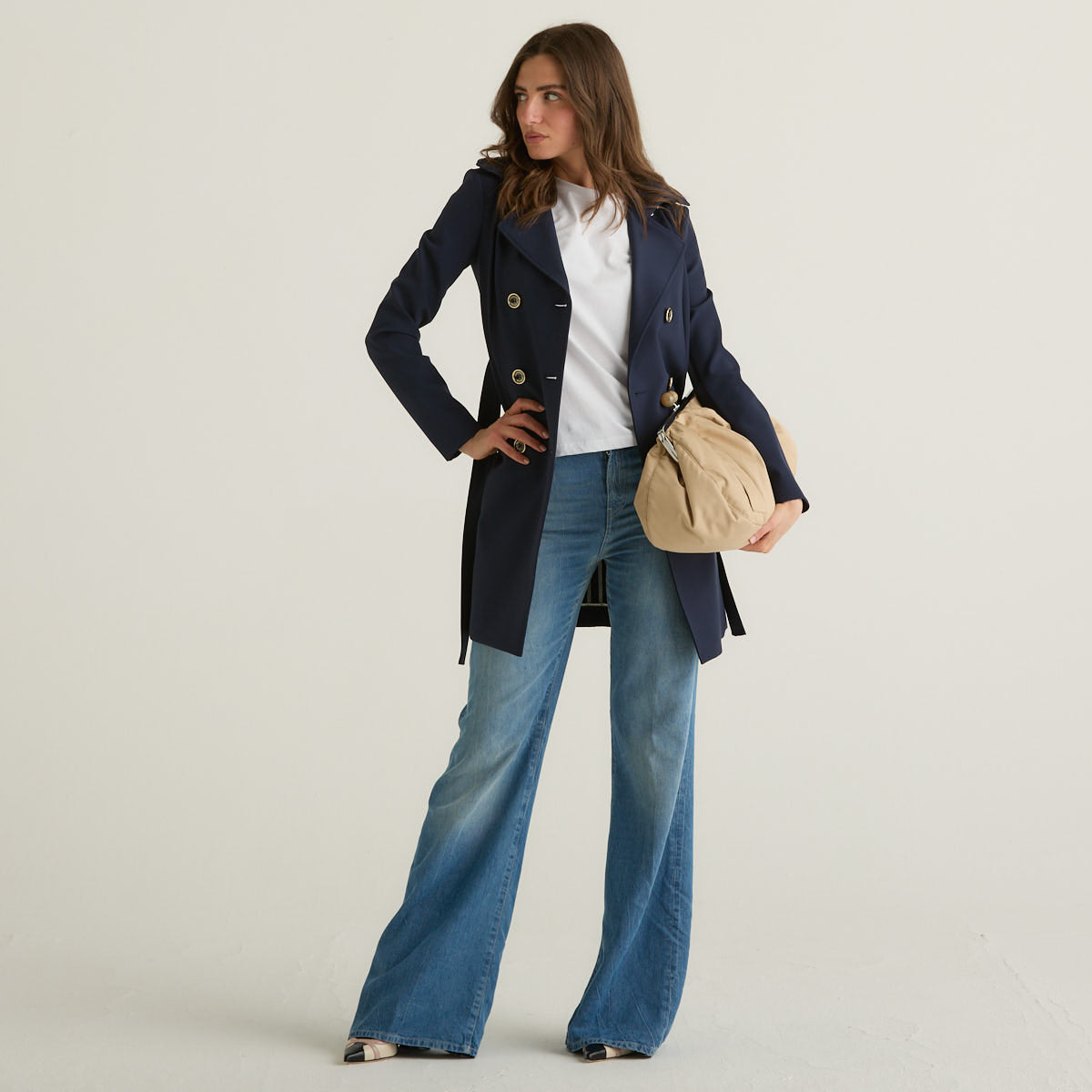 Patrizia Pepe trench blu in tessuto tecnico