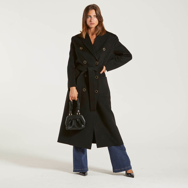 Elisabetta Franchi cappotto in pura lana nero
