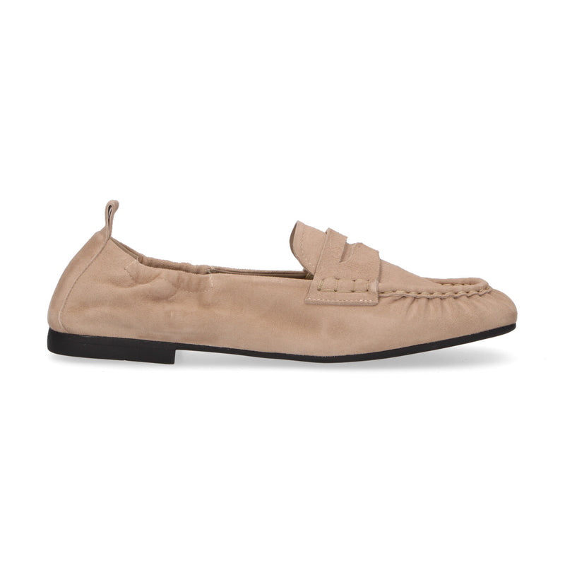 Copenhagen mocassino squadrato in camoscio beige