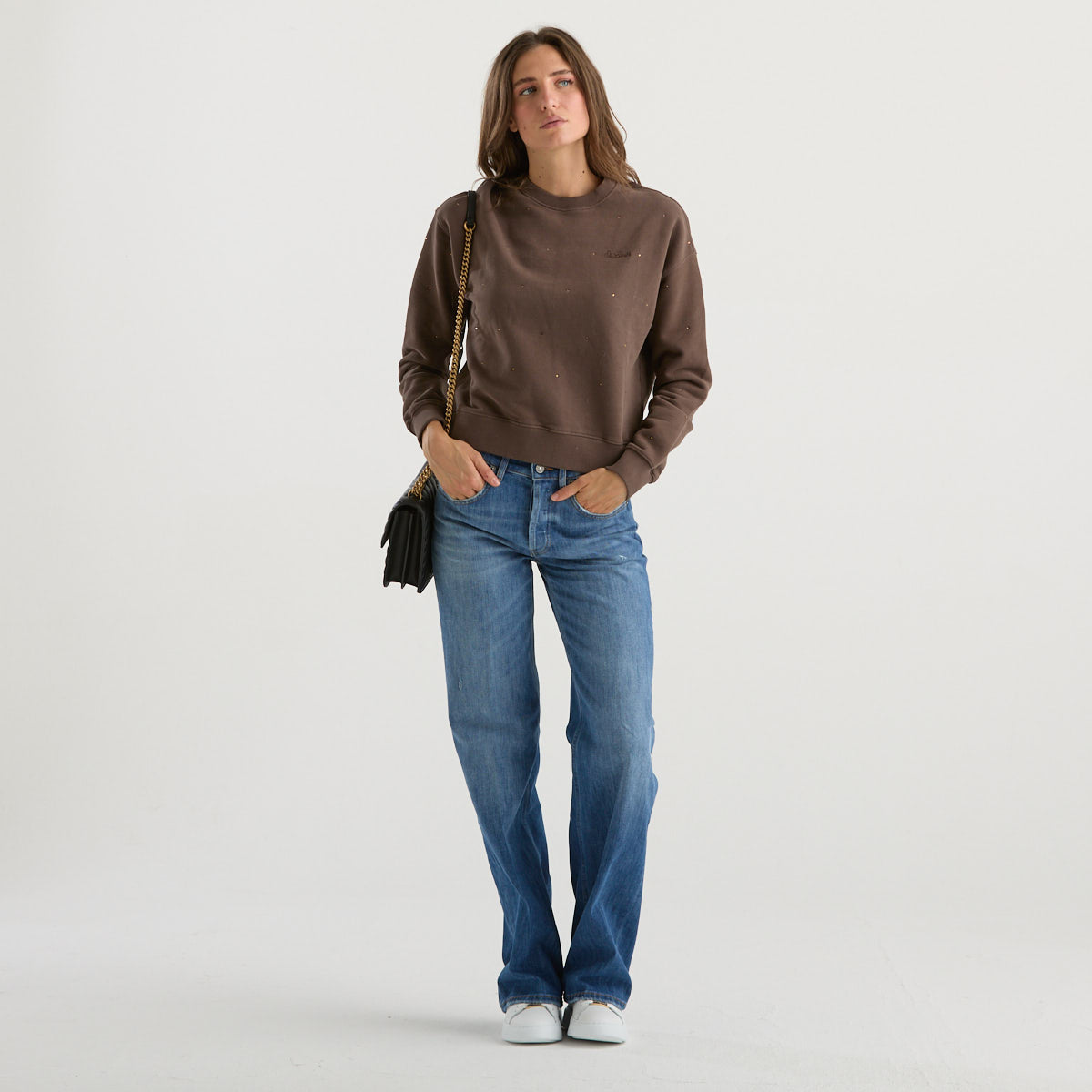 Mc2 Saint Barth felpa all over strass marrone