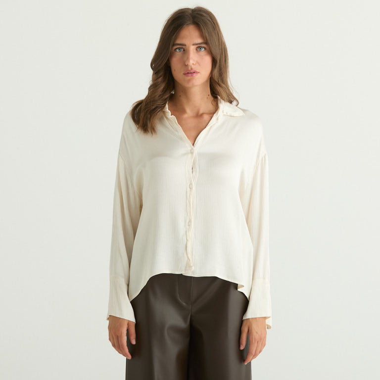 Haveone camicia rigata in tessuto panna