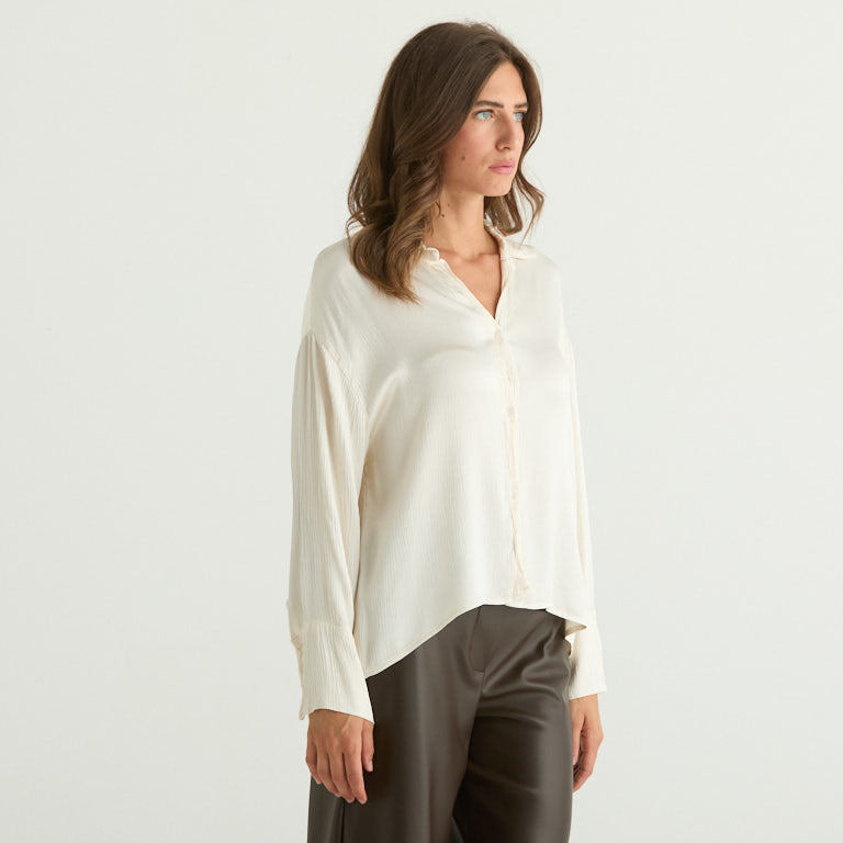 Haveone camicia rigata in tessuto panna