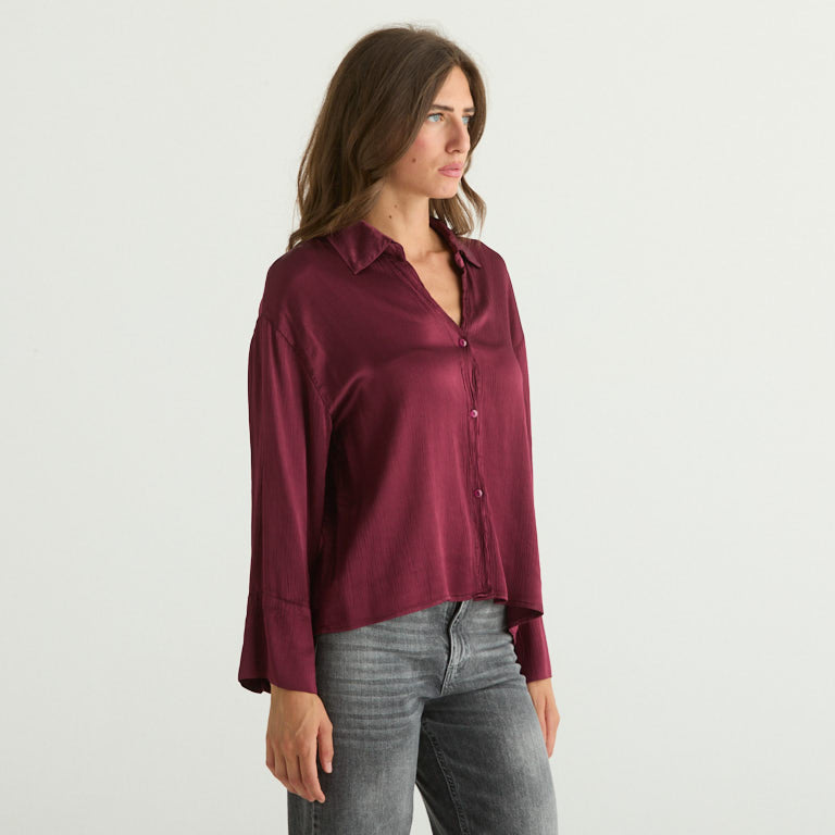 Haveone camicia rigata in tessuto bordeaux