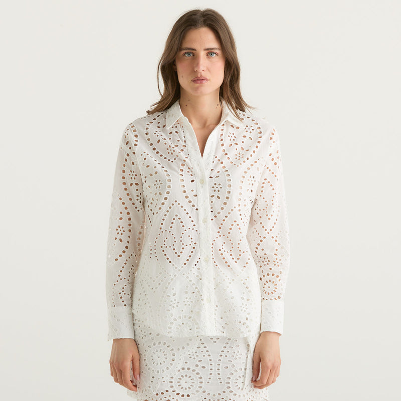 Mc2 Saint Barth camicia in sangallo bianca