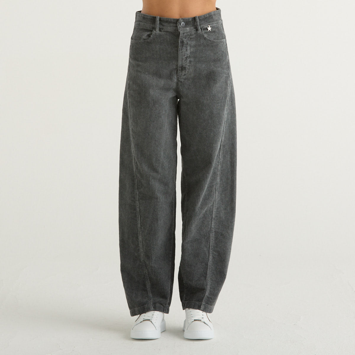 Souvenir pantalone a palazzo in velluto grigio