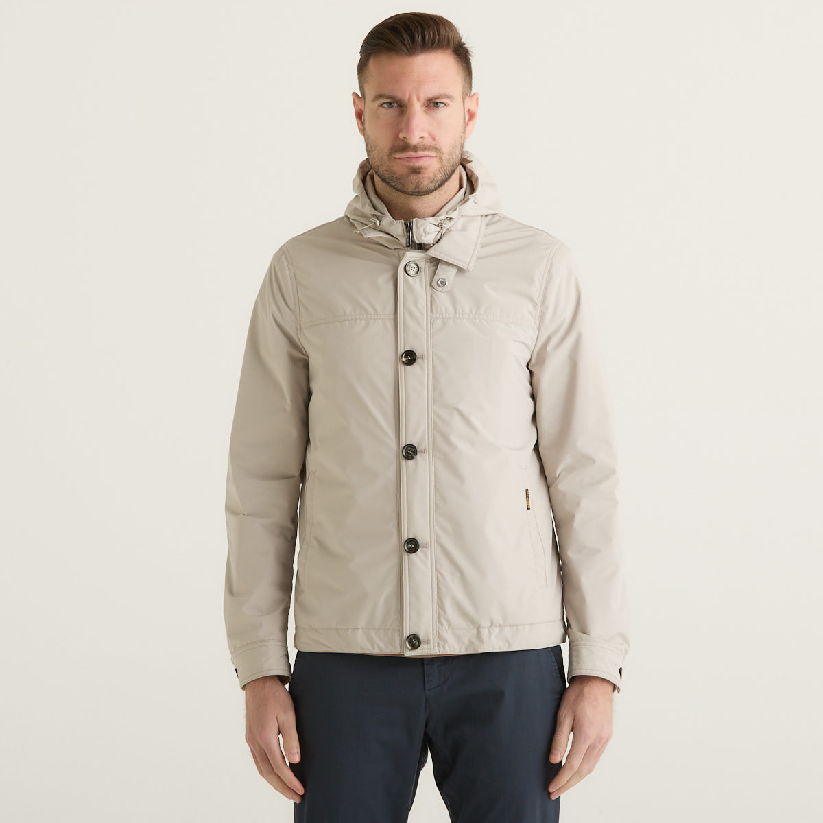 Moorer giubbino dalens con cappuccio grigio chiaro