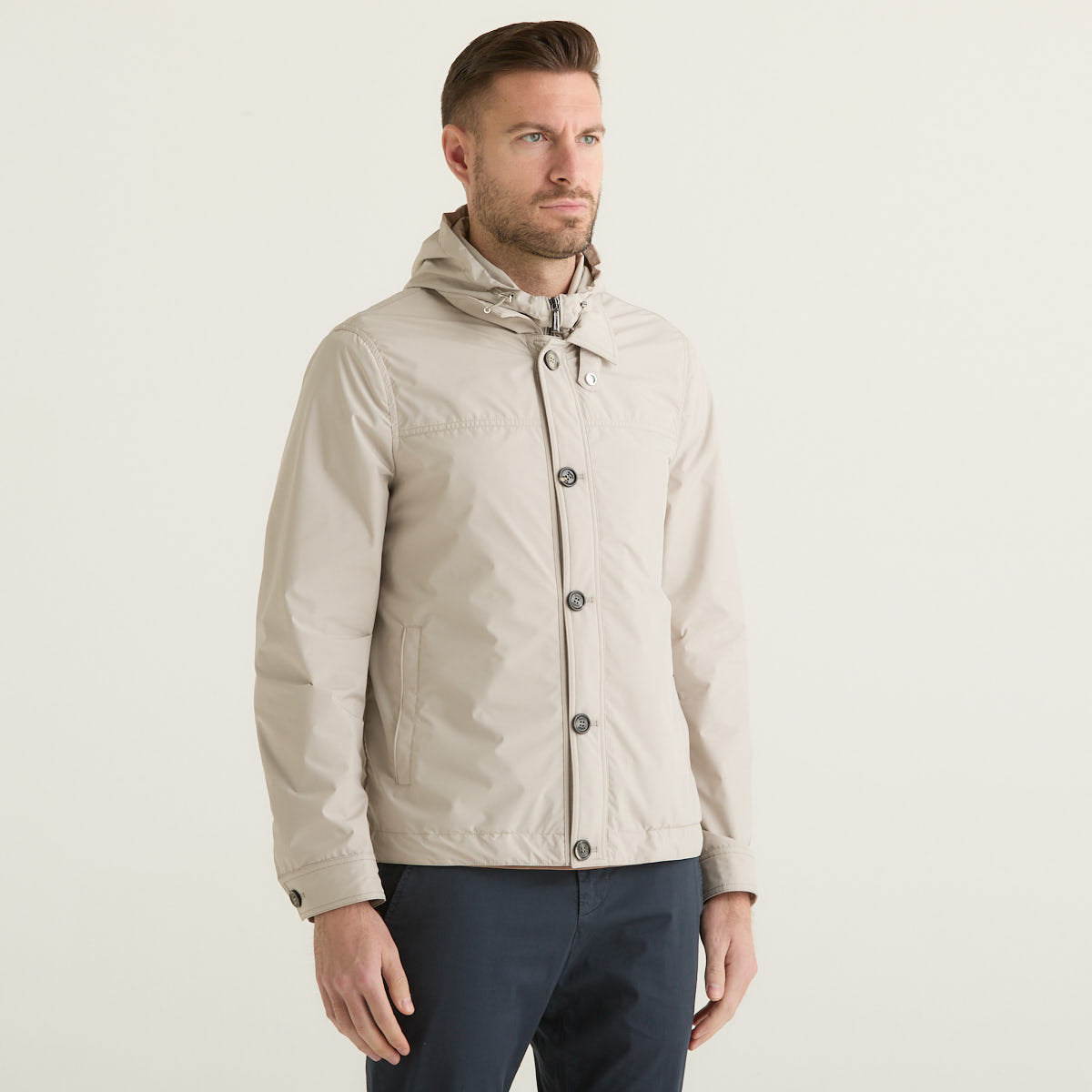 Moorer giubbino dalens con cappuccio grigio chiaro