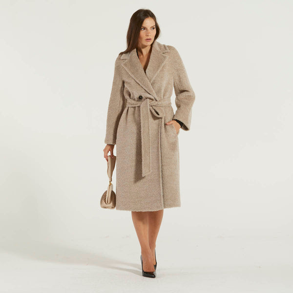 MaxMara cappotto in alpaca e lana grigio chiaro