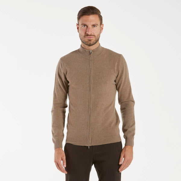 Daniele Fiesoli maglione beige zip frontale