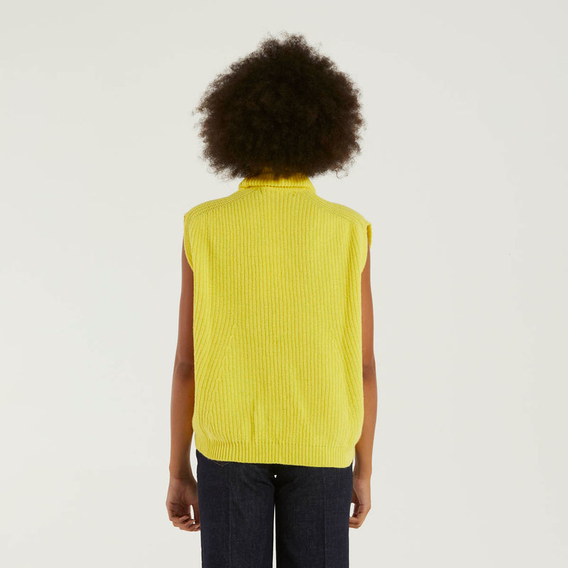 Department5 maglione smanicato collo alto giallo
