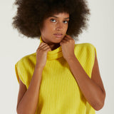 Department5 maglione smanicato collo alto giallo