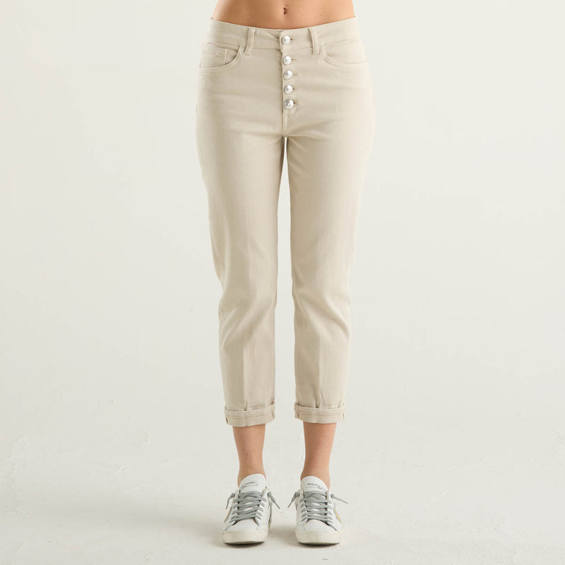 Dondup jeans Koons abbottonatura gioiello beige