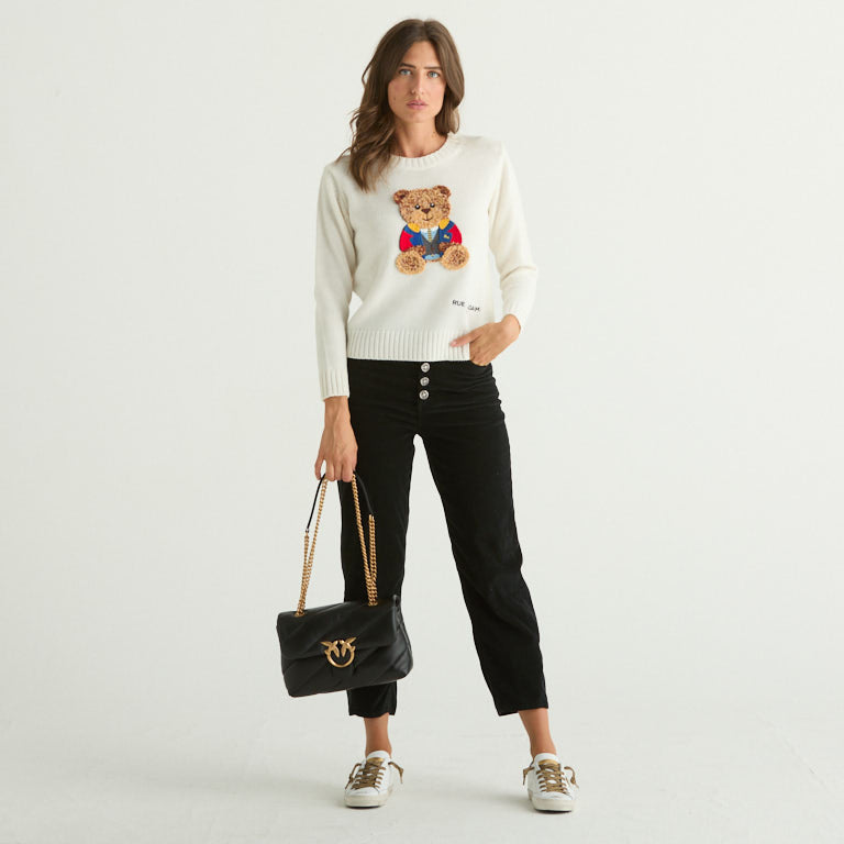 Dondup pantalone bessie in velluto a coste nero