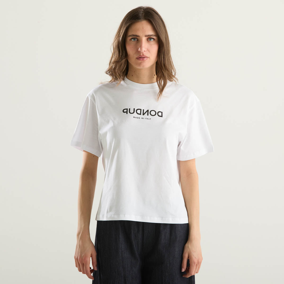 Donduo t-shirt girocollo in tessuto bianca