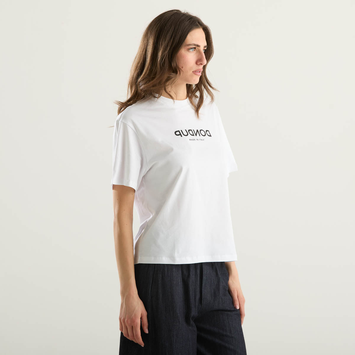 Donduo t-shirt girocollo in tessuto bianca