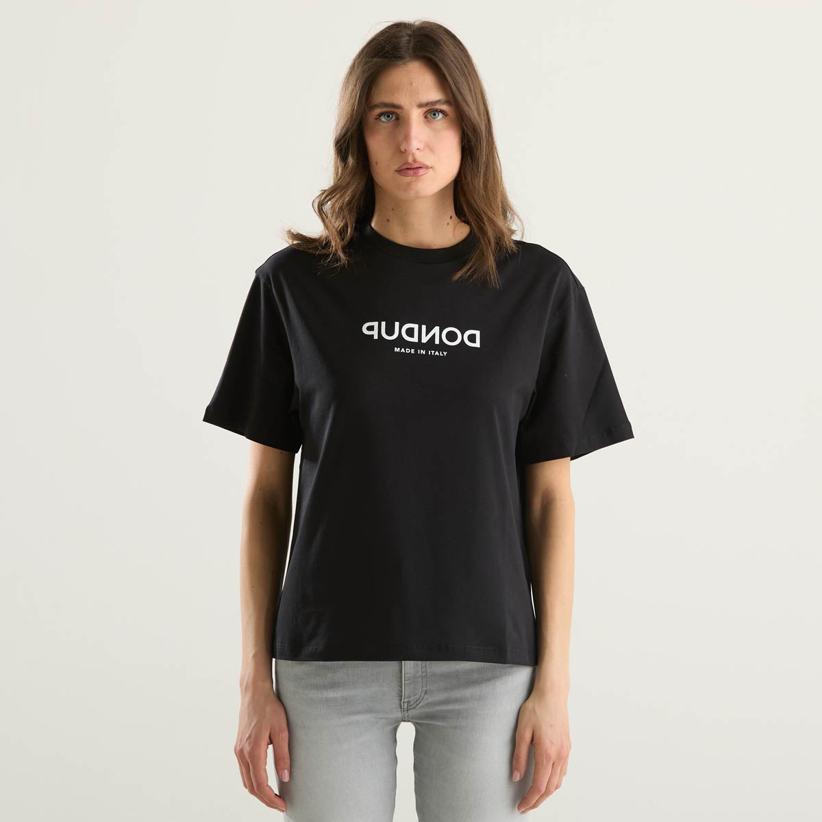 Dondup t-shirt girocollo in tessuto nera
