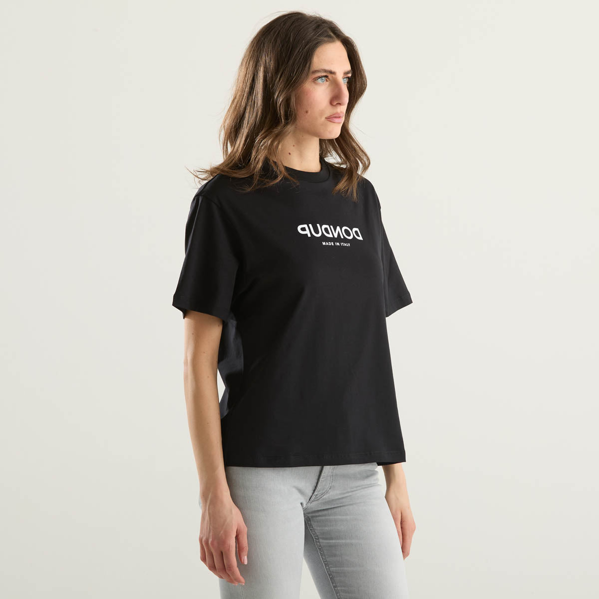 Dondup t-shirt girocollo in tessuto nera