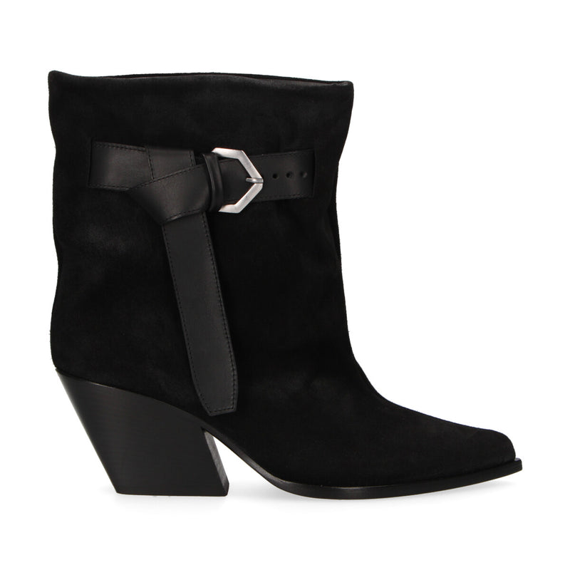 Elena Iachi tronchetto fibbia in camoscio nero