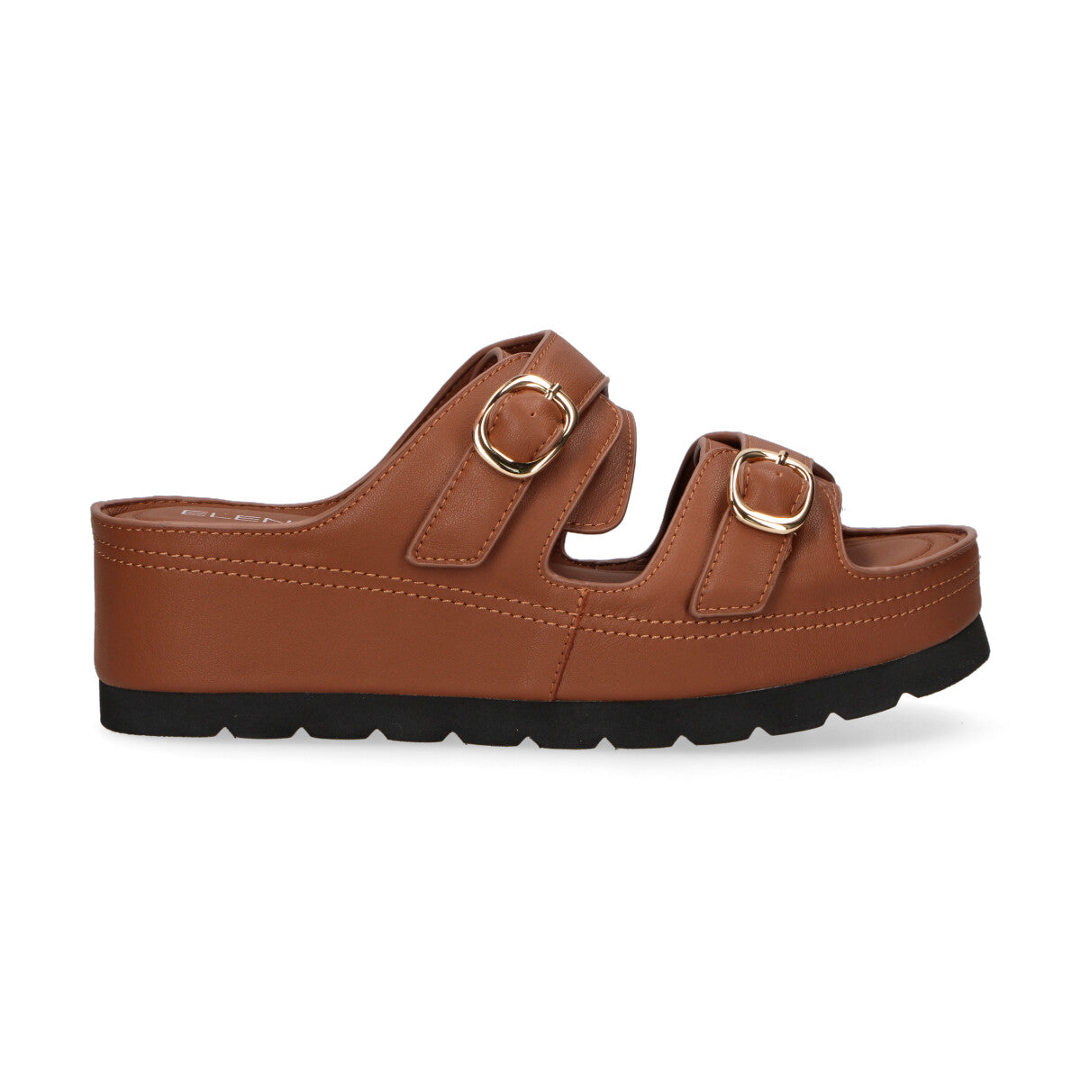 Elena Iachi ciabatta cuoio in pelle con fibbie