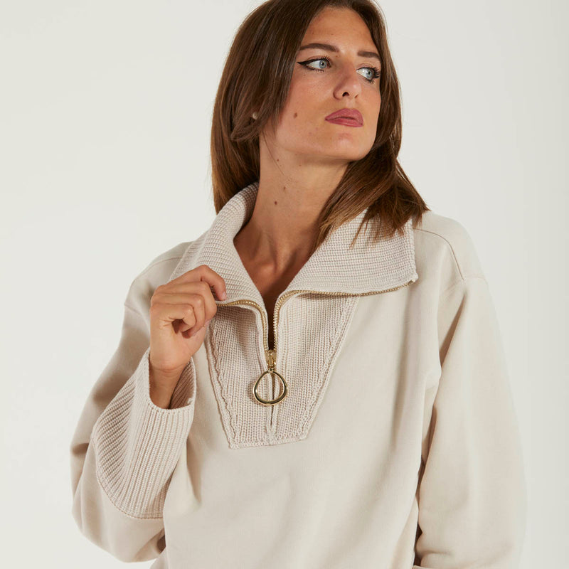Dondup felpa over con collo camionneur beige
