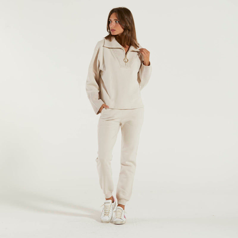 Dondup felpa over con collo camionneur beige