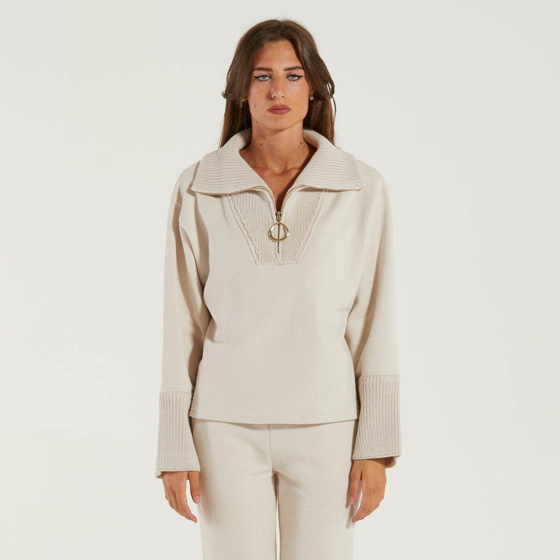 Dondup felpa over con collo camionneur beige