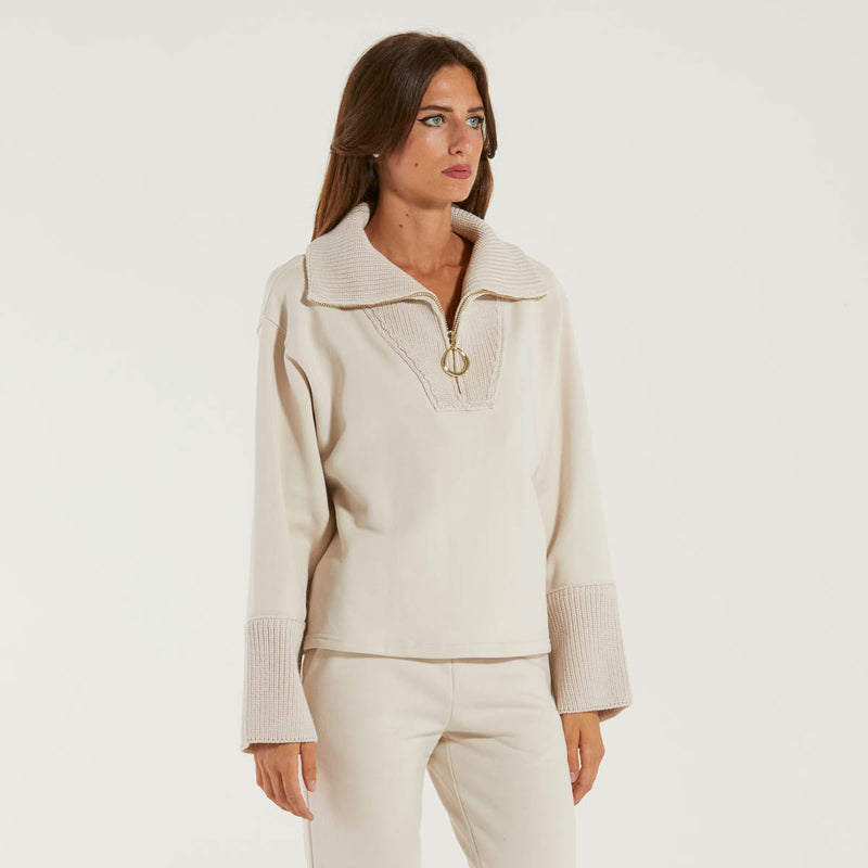 Dondup felpa over con collo camionneur beige
