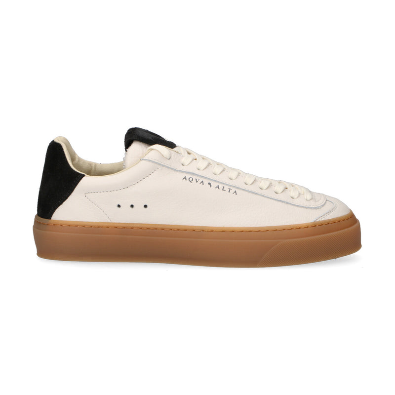 Aqva Alta sneaker in pelle bianca camoscio nero