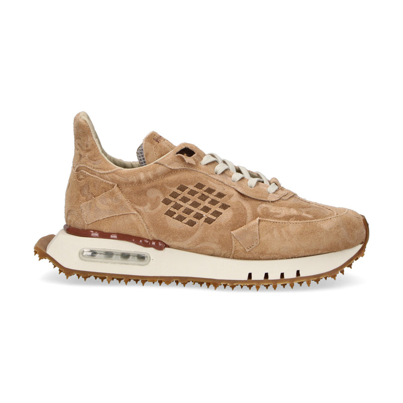 BePositive sneaker Race lavorata in camoscio beige