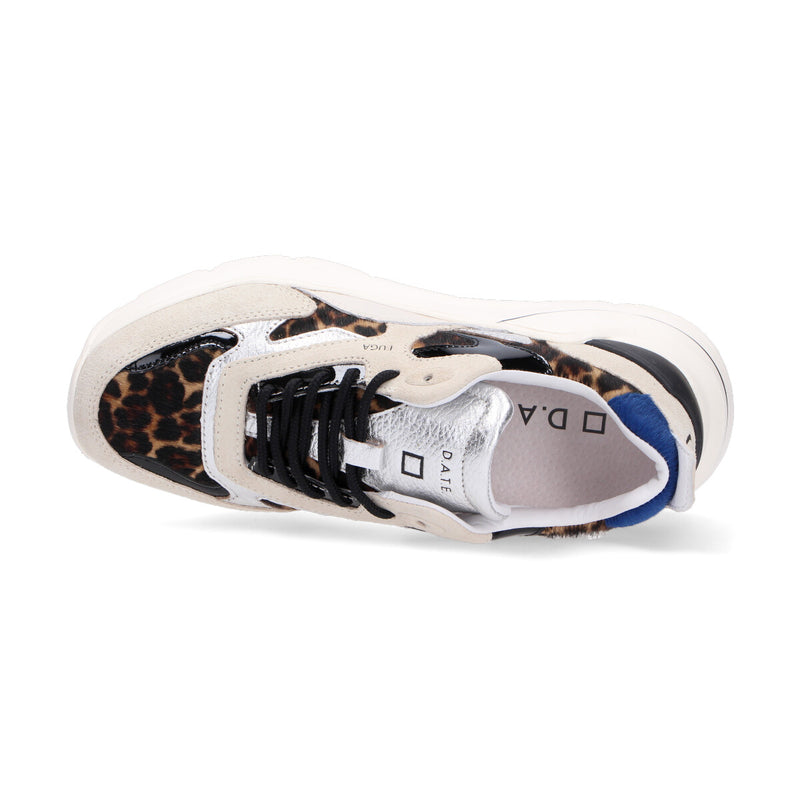 D.A.T.E. Sneaker Fuga pony leopard white