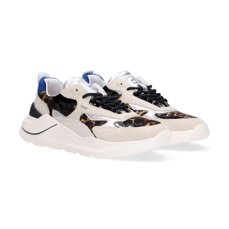 D.A.T.E. Sneaker Fuga pony leopard white