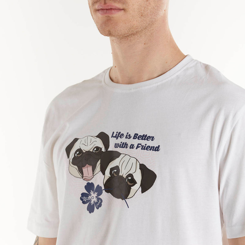 Effek t-shirt bulldog tessuto bianco