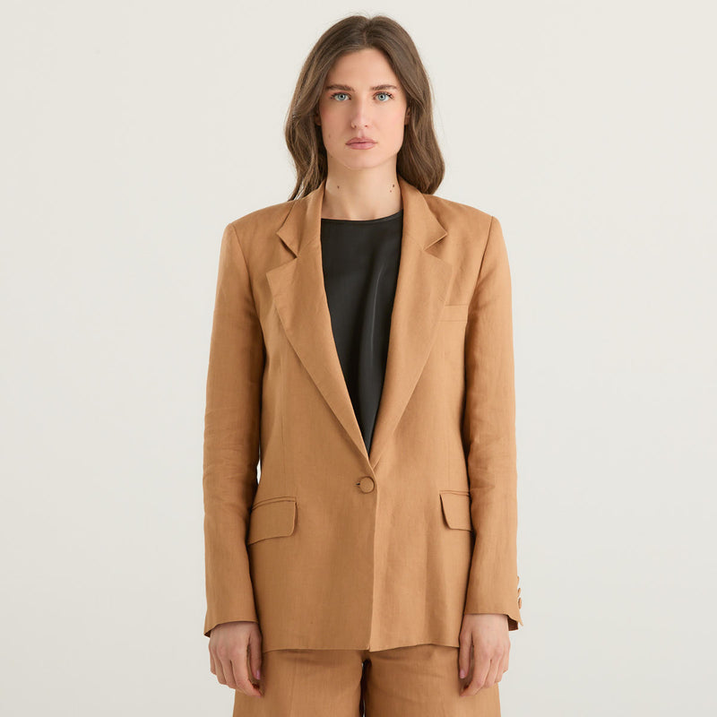 Actualee giacca monopetto in tessuto cammello